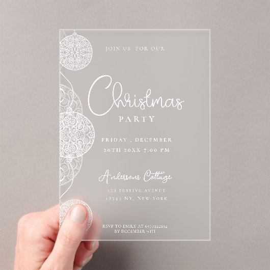 フェスティバルユニークパーティーマゼンタ アクリル招待状 (インサイチュ (ポータブル))