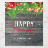 フェスティバルライツボーブルズ素朴ホリデークリスマス ワインラベル (シングルラベル)