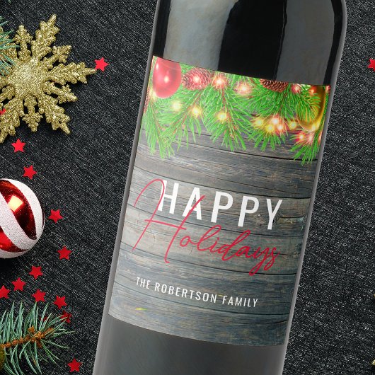 フェスティバルライツボーブルズ素朴ホリデークリスマス ワインラベル