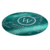 フェスティバルライトブルーフォイル雪片モノグラム名 カッティングボード (角)