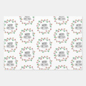 フェスティバルライトレッドポインセチア花の柄のギフト ラッピングペーパーシート (正面)