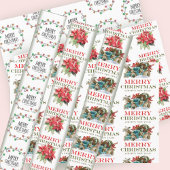 フェスティバルライトレッドポインセチア花の柄のギフト ラッピングペーパーシート