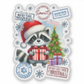 フェスティバルラクーンがクリスマス応援を提供 シール (正面)