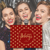 フェスティバルラックスレッド&金ゴールドデイジークリスマスハッピー シーズンカード