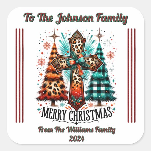 フェスティバルラッピング用クリスマスステッカー スクエアシール (正面)