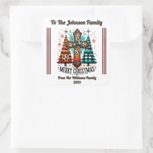 フェスティバルラッピング用クリスマスステッカー スクエアシール (バッグ)