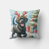 フェスティバルラブラドールリトリエバードッグクリスマスパピー クッション (裏面)