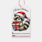 フェスティバルラベルとサンタハットのアライグマ ギフトタグ (裏面)