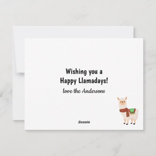 フェスティバルラマおもしろいプンフォトホリデーカード シーズンカード (裏面)