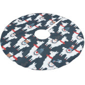 フェスティバルラマ:クリスマスパターンの喜び ブラッシュドポリエステルツリースカート (アングル)