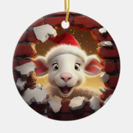 フェスティバルラムinサンタハット – 3D セラミックオーナメント