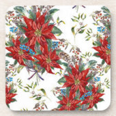 フェスティバルリッチレッドポインセチア花コースター コースター (正面)
