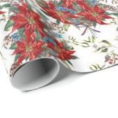 フェスティバルリッチレッドポインセチア花包み紙 ラッピングペーパー (ロールコーナー)