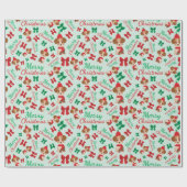 フェスティバルリボンかわいい犬クリスマスライトグリーン ラッピングペーパー (フラット)