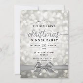 フェスティバルリボンシルバーライトクリスマスパーティー 招待状 (正面)