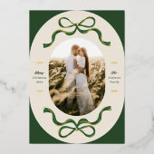 フェスティバルリボン&ボーズグリーン実在金ゴールドオーバルフォト 箔シーズンカード (正面)