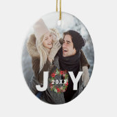 フェスティバルリースと年写真とクリスマスジョイ セラミックオーナメント (右)