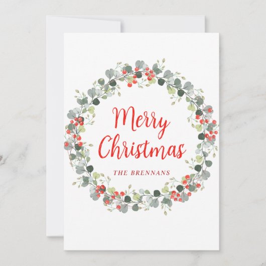 フェスティバルリースのクリスマスフォト シーズンカード (正面)