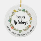 フェスティバルリースカスタムファミリーフォトホリデー セラミックオーナメント (正面)