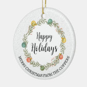 フェスティバルリースカスタムファミリーフォトホリデー セラミックオーナメント (左)