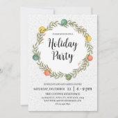 フェスティバルリースクリスマスホリデーパーティー招待状 シーズンカード (正面)