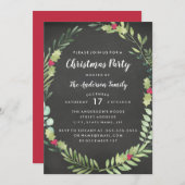フェスティバルリースシャルボードクリスマスパーティーカード 招待状 (正面/裏面)