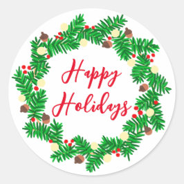 フェスティバルリースハッピーホリデイズ ラウンドシール