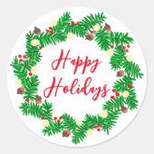 フェスティバルリースハッピーホリデイズ ラウンドシール (正面)