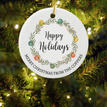フェスティバルリースハッピーホリデーズオーナメント