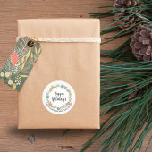 フェスティバルリースハッピーホリデーズステッカー ラウンドシール