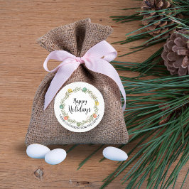 フェスティバルリースハッピーホリデーズステッカー ラウンドシール