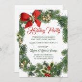 フェスティバルリースホリデーパーティー招待状 招待状 (正面/裏面)