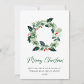 フェスティバルリースホリーベリーパインフォレストクリスマス シーズンカード (正面)