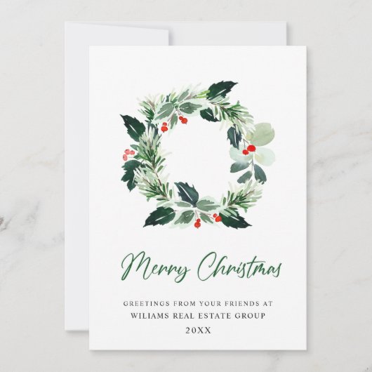 フェスティバルリースホリーベリーパインフォレストクリスマス シーズンカード (正面)