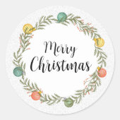 フェスティバルリースメリークリスマスステッカー ラウンドシール (正面)