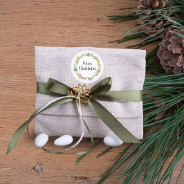 フェスティバルリースメリークリスマスステッカー ラウンドシール