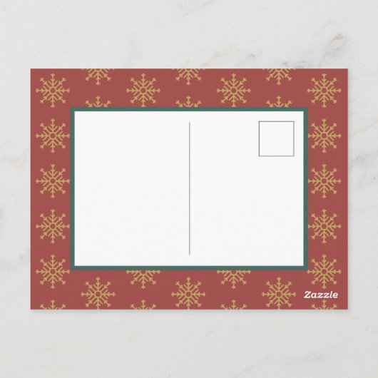 フェスティバルリース&クリスマスフォト | モノグラム木製 ポストカード (裏面)