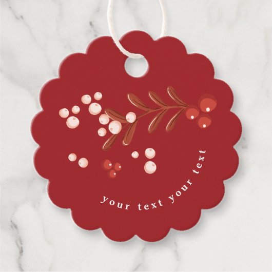 フェスティバルリービーフローラクリスマス伝統的レッド フェイバータグ (正面)