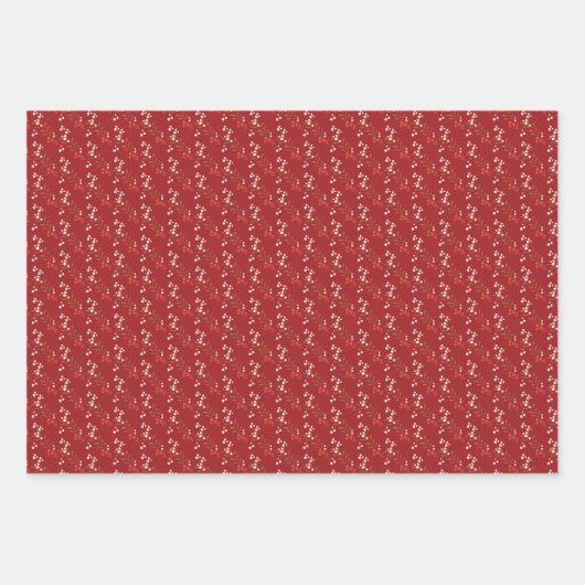 フェスティバルリービーフローラクリスマス伝統的レッド ラッピングペーパーシート (正面2)