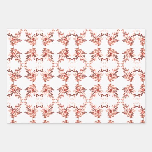 フェスティバルリービーフローラクリスマス伝統的レッド ラッピングペーパーシート (正面)