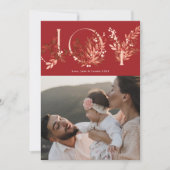 フェスティバルリービーフローラ伝統的クリスマスレッドJOY シーズンカード (正面)