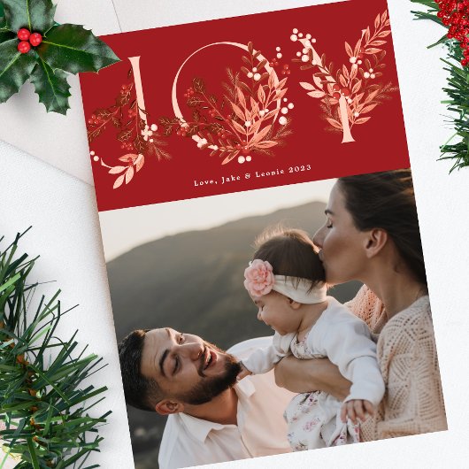 フェスティバルリービーフローラ伝統的クリスマスレッドJOY シーズンカード