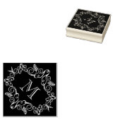 フェスティバルリーフアールデコモノグラムヴィンテージホリデイ ラバースタンプ (押印)