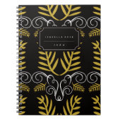 フェスティバルリーフアールデコ金ゴールドヴィンテージシックホリデイ ノートブック (正面)