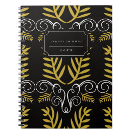 フェスティバルリーフアールデコ金ゴールドヴィンテージシックホリデイ ノートブック