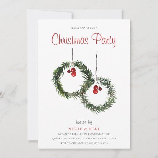フェスティバルリーフリース企業のクリスマスパーティー 招待状 (正面)