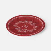 フェスティバルリーフレッドデコフレームモノグラムホリデイ ペーパープレート (アングル)