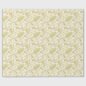 フェスティバルリーフヴィンテージデコフレームアイボリーホリデイ ラッピングペーパー (フラット)