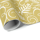 フェスティバルリーフヴィンテージデコフレーム金ゴールドホリデイ ラッピングペーパー (ロールコーナー)