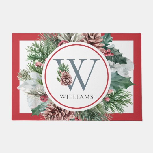 フェスティバルリーフ休日フローライニシャルファミリー名 ドアマット (正面)